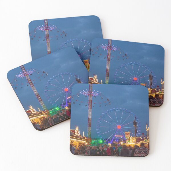 Item preview, Ferris wheel and stalls at the Bremen Freimarkt at dusk designed and sold by Torsten  Krüger.