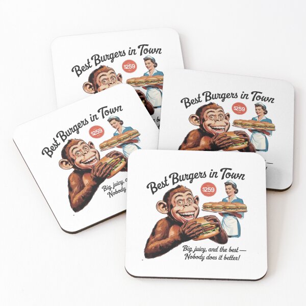 Item preview, Best Burgers, Monkey, Burgers, funnyfits70, Humor, Funny, retro, vintage, funny quotes, animal humor, designed and sold by FunnyFits70.