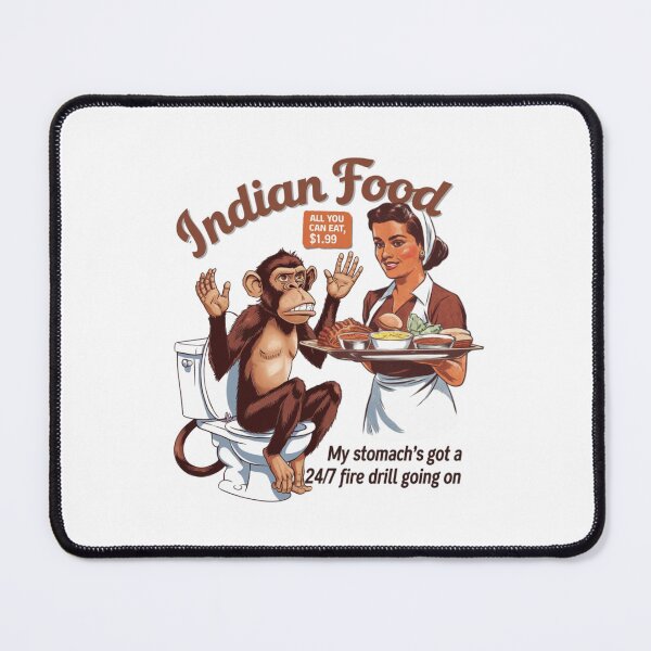 Item preview, Indian Food, Monkey, Spicy, toilet humor, foodie, funnyfits70, Humor, Funny, retro, vintage, funny quotes, animal humor, designed and sold by FunnyFits70.