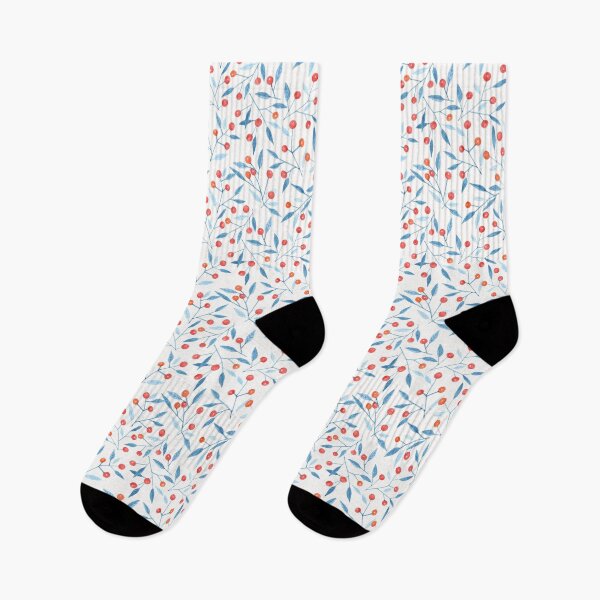 Item preview, Watercolor winter berries on white background designed and sold by Charlotte Lorge.
