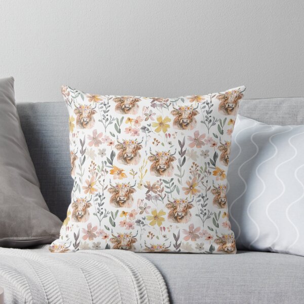 Item preview, Watercolor Highland Cow with Flowers designed and sold by MistyTime.