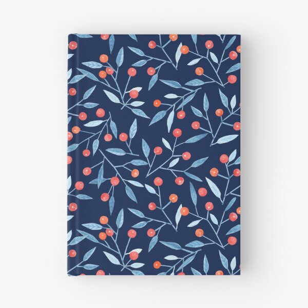 Item preview, Watercolor winter berries on navy background designed and sold by Charlotte Lorge.