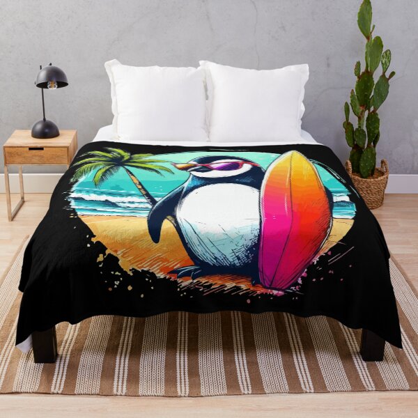 Item preview, Summer Surfing Penguin Sketchy designed and sold by TomFrontierArt.
