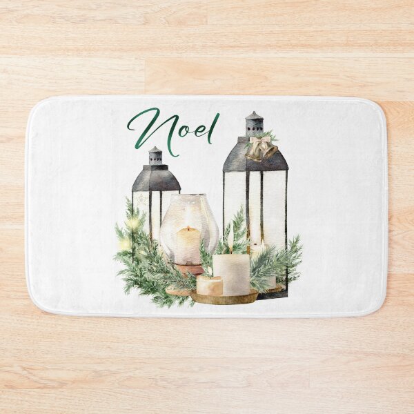 Item preview, ‘Noel” Christmas Boho Candle Lanterns with pine decorations designed and sold by Chestnut Falls Studio.