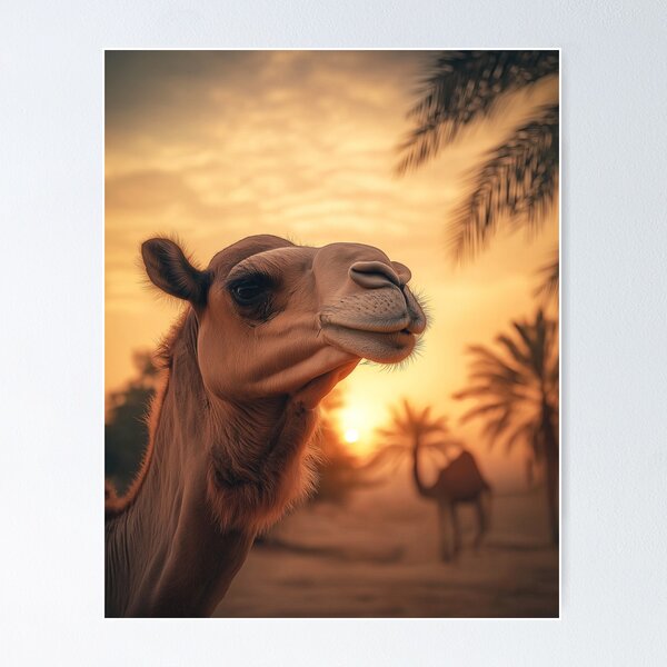Item preview, Camel in Sahara at sunrise - Wildlife photo designed and sold by TheArtistOf2022.