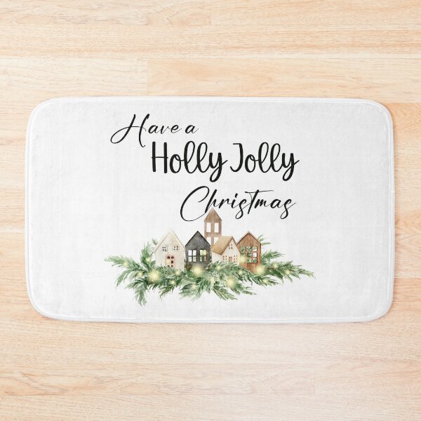 Item preview, “Holly Jolly” Christmas Boho Wooden Houses with twinkly pine branches designed and sold by Chestnut Falls Studio.