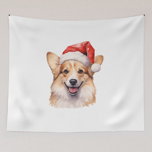Item preview, Corgi dog with santa hat - Corgy dog puppy with Christmas hat designed and sold by Daydreamsatdawn.