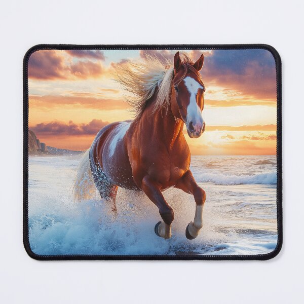 Item preview, Caballo Clydesdale galopando a través del mar agitado al atardecer - Foto de vida silvestre designed and sold by TheArtistOf2022.