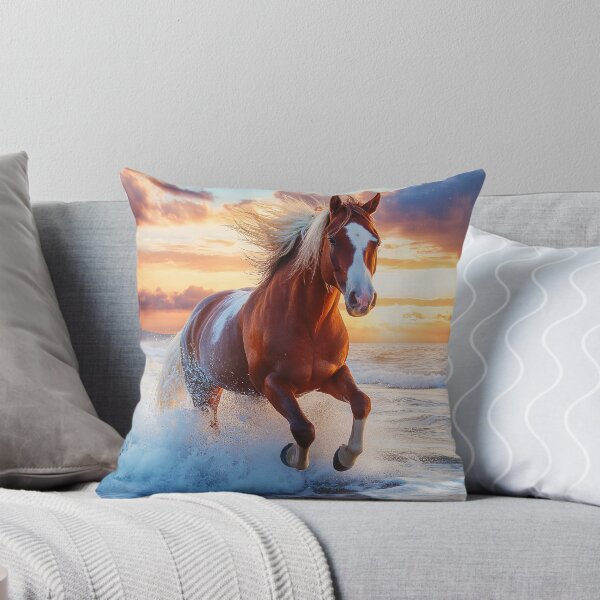 Item preview, Clydesdale horse galloping through rough sea at sunset - Wildlife photo  designed and sold by TheArtistOf2022.