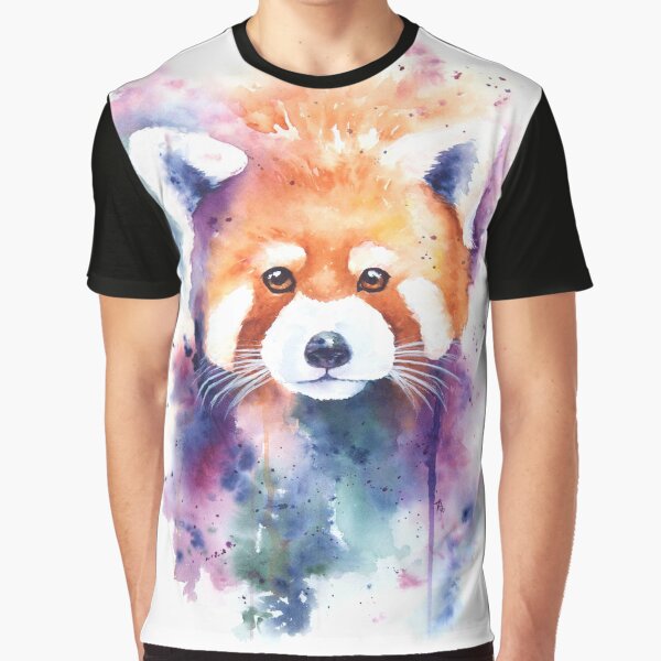Red Panda Splash Watercolor Graphic T-Shirt