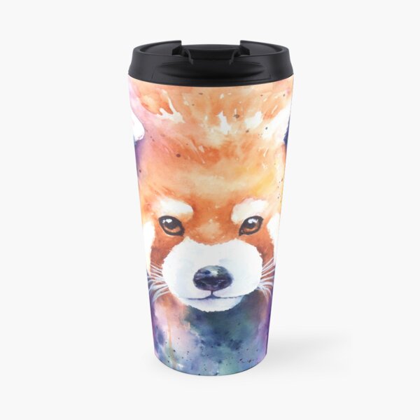 Red Panda Splash Watercolor Travel Mug