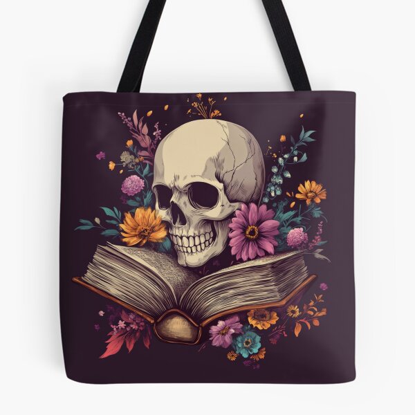 Item preview, Open Book With Flowers Botanical Skeleton Skull designed and sold by GrinGalore.