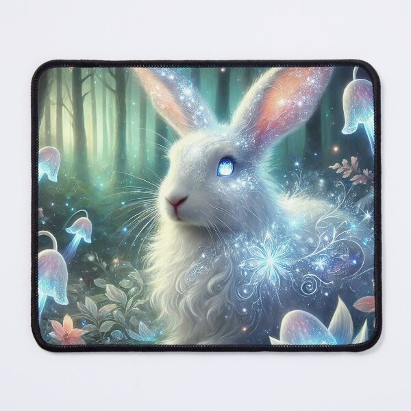 Item preview, Ethereal Glowing Rabbit in an Enchanted Forest designed and sold by RealmBeastsAI.