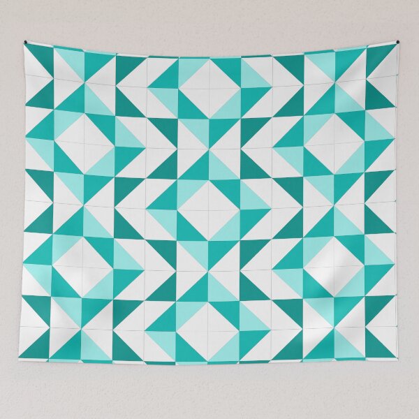 Item preview, Quilt mosaic block in teal designed and sold by BerrySisterQlts.