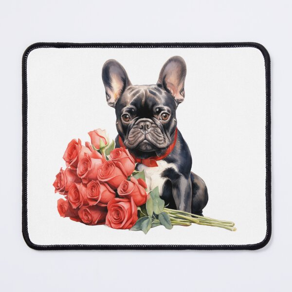 Item preview, Romantic Frenchie - French Bulldog with rose boquet for Valentine's Day designed and sold by Daydreamsatdawn.