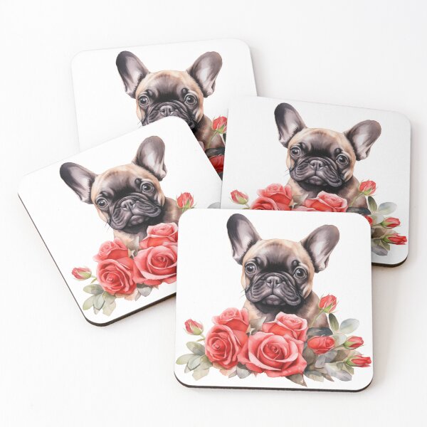 Item preview, Valentine's Day French Bulldog - Frenchie with rose boquet for Valentine's Day designed and sold by Daydreamsatdawn.