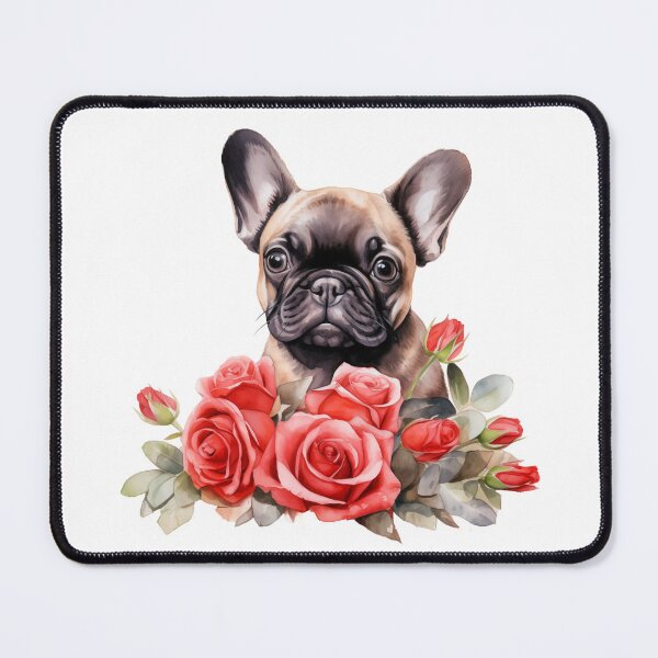 Item preview, Valentine's Day French Bulldog - Frenchie with rose boquet for Valentine's Day designed and sold by Daydreamsatdawn.