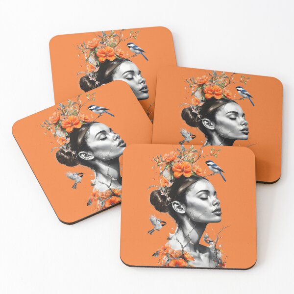 Item preview, Surreal portrait of a woman adorned with vibrant flowers and birds. designed and sold by PholPol1959.