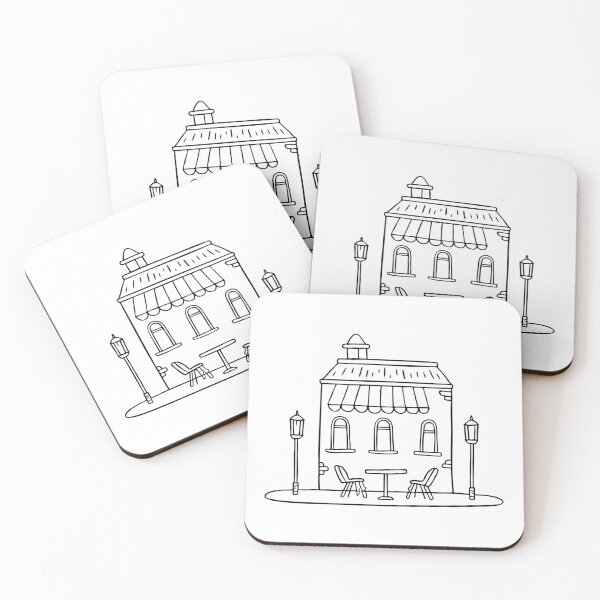Item preview, An eatery with dining tables set up along the roadside designed and sold by rasagamastore.