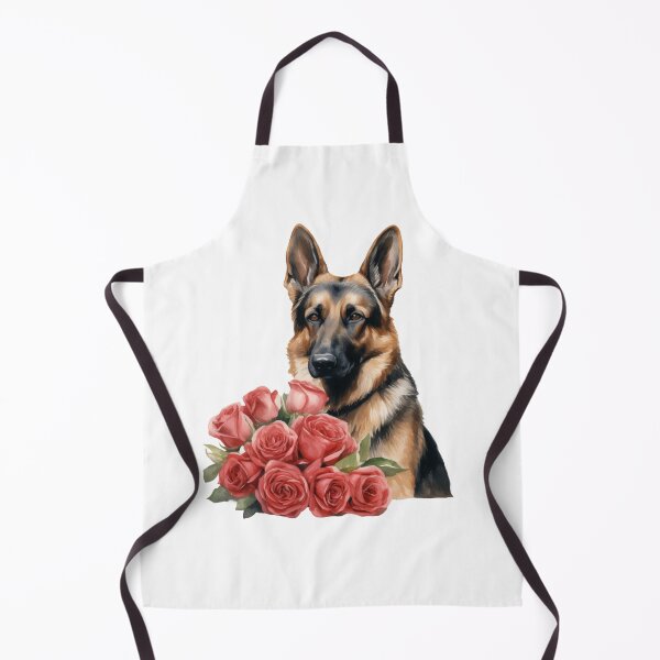 Item preview, Romantic German Shepherd with rose boquet for Valentine's Day designed and sold by Daydreamsatdawn.