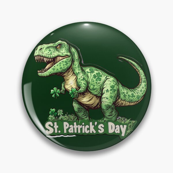 Item preview, St. Patrick's Day Dinosaur Illustration with Shamrocks. Green T-Rex Dinosaur Celebrating St. Patrick's Day designed and sold by Anastasiia Yurevych.