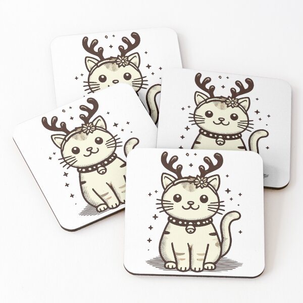 Item preview, Cute Festive Cat with Antlers Design designed and sold by LuminOrb.
