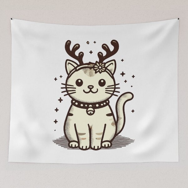 Item preview, Cute Festive Cat with Antlers Design designed and sold by LuminOrb.