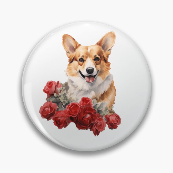 Item preview, Valentine's Day Corgi - Corgy with rose boquet for Valentine's Day designed and sold by Daydreamsatdawn.