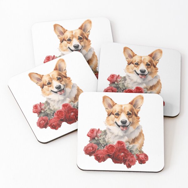 Item preview, Valentine's Day Corgi - Corgy with rose boquet for Valentine's Day designed and sold by Daydreamsatdawn.