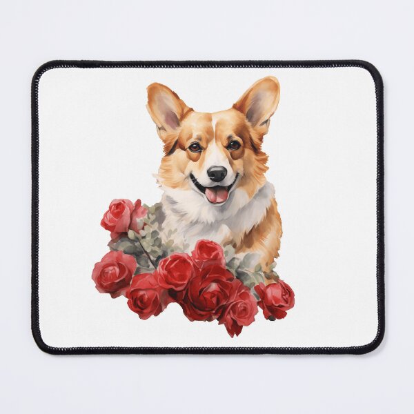 Item preview, Valentine's Day Corgi - Corgy with rose boquet for Valentine's Day designed and sold by Daydreamsatdawn.