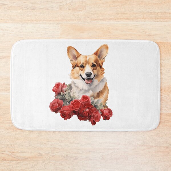Item preview, Valentine's Day Corgi - Corgy with rose boquet for Valentine's Day designed and sold by Daydreamsatdawn.