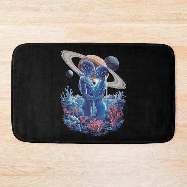 Item preview, Romantic Alien Couple Under Saturn – Cosmic Love Art designed and sold by love3617.