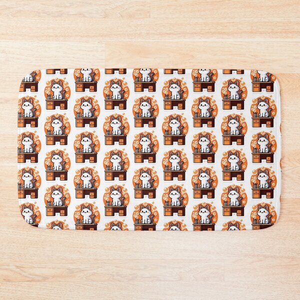 Item preview, Adorable Cartoon Cat Sticker on Desk with Bubbles - Bright and Playful Design designed and sold by Brightpatch.
