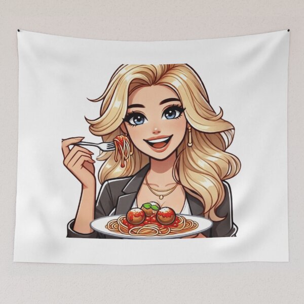 Artikelvorschau, Mädchen isst Spaghetti entworfen und verkauft von ArtQueen777.