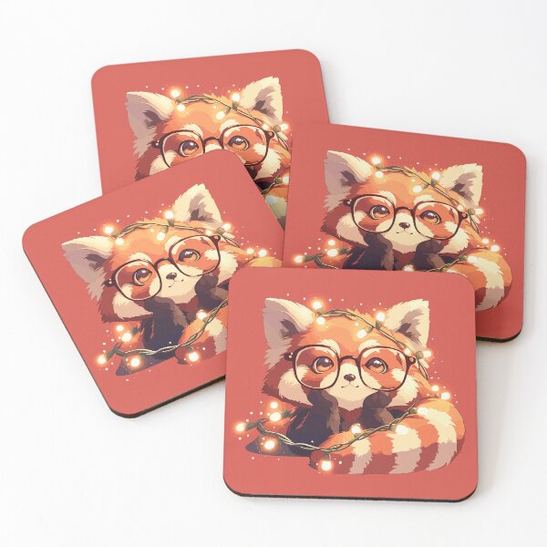 Item preview, A nerdy red panda waiting for Santa designed and sold by etherElric.
