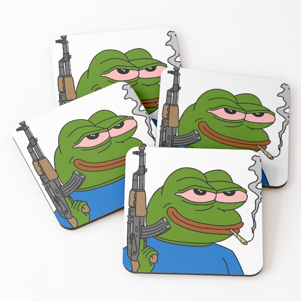 Item preview, Pepe the green frog with Ak47 rifle terrorist Look gangster mafia smoking cigarette vector illustration designed and sold by ShopEasy9.
