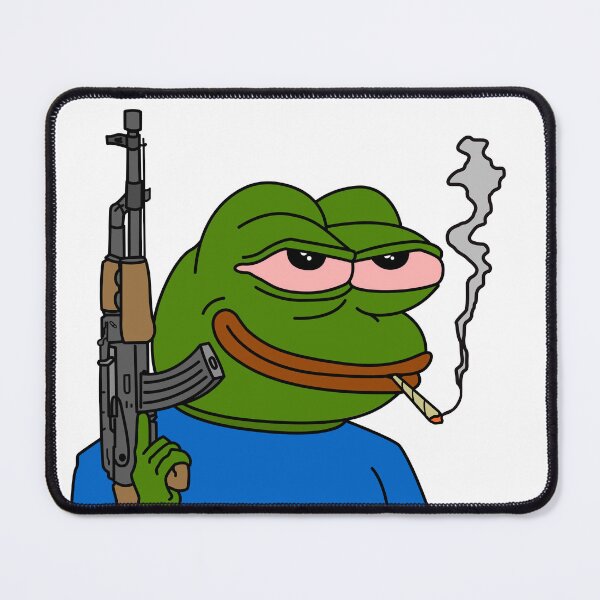 Item preview, Pepe the green frog with Ak47 rifle terrorist Look gangster mafia smoking cigarette vector illustration designed and sold by ShopEasy9.