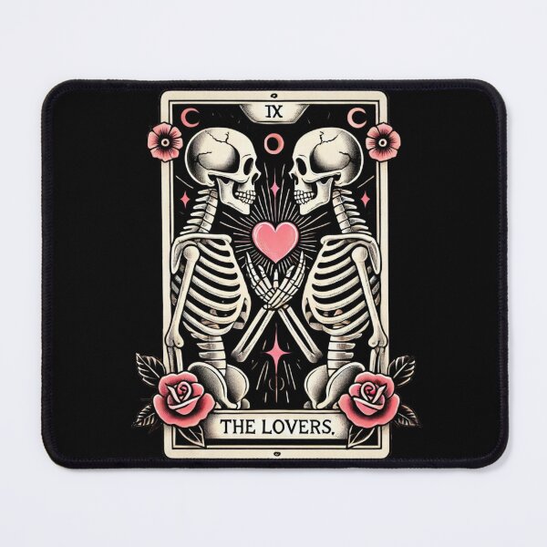 Item preview, The Lovers Skeleton Tarot Card Illustration with Romantic Gothic Vibes designed and sold by Negative Vibes Only.