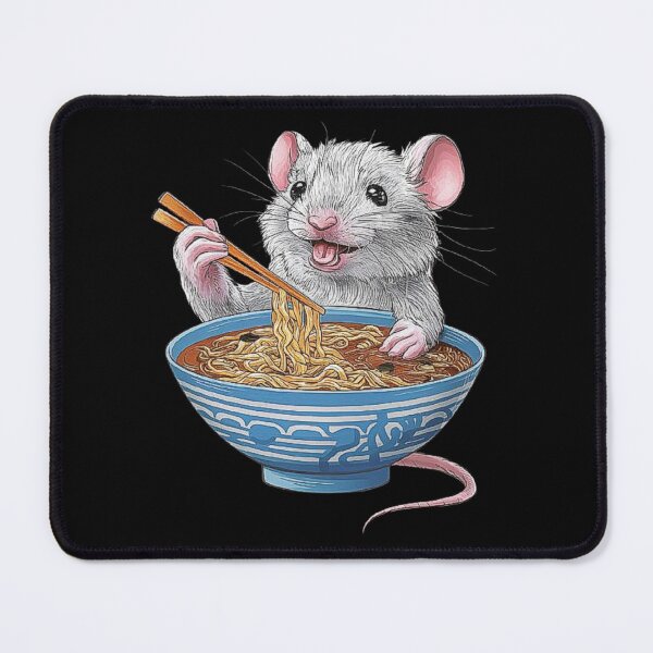 Item preview, Funny Mouse Illustration Eating Ramen Noodles in Bowl designed and sold by love3617.