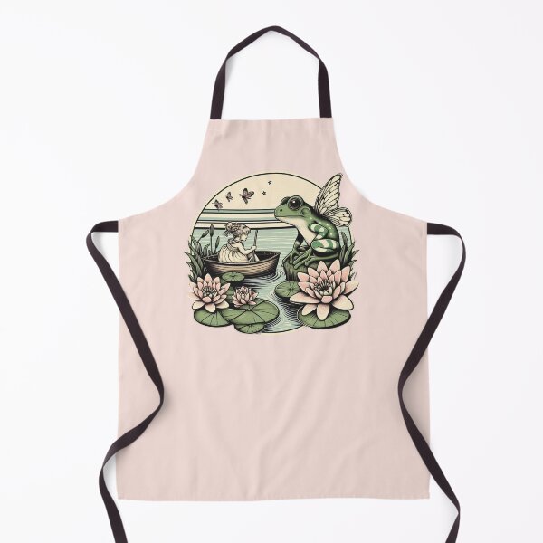 Item preview, Vintage style fairycore aesthetic artwork, nice fairy frog chatting with a little girl, water lilies around ! designed and sold by coloursforkids.