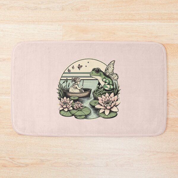 Item preview, Vintage style fairycore aesthetic artwork, nice fairy frog chatting with a little girl, water lilies around ! designed and sold by coloursforkids.
