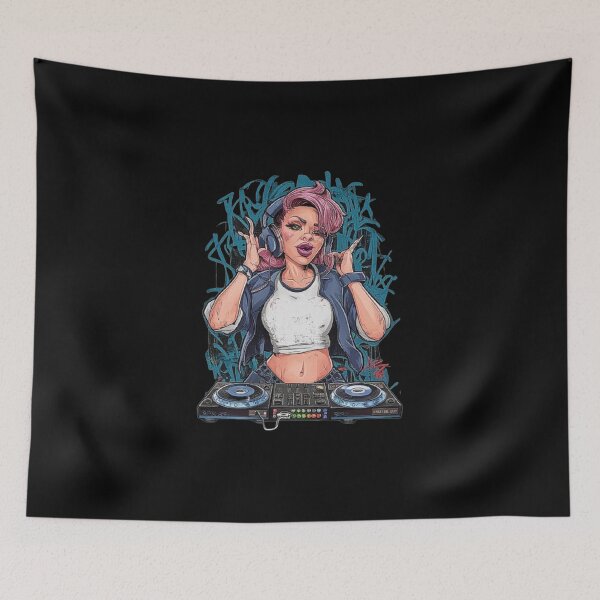 Item preview, Urban Graffiti Art Featuring Cool Female DJ with Turntables designed and sold by love3617.