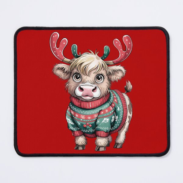 Item preview, HIGHLAND CHRISTMAS COW IN UGLY XMAS SWEATER PRETENDING TO BE A REINDEER designed and sold by justyna-s28.