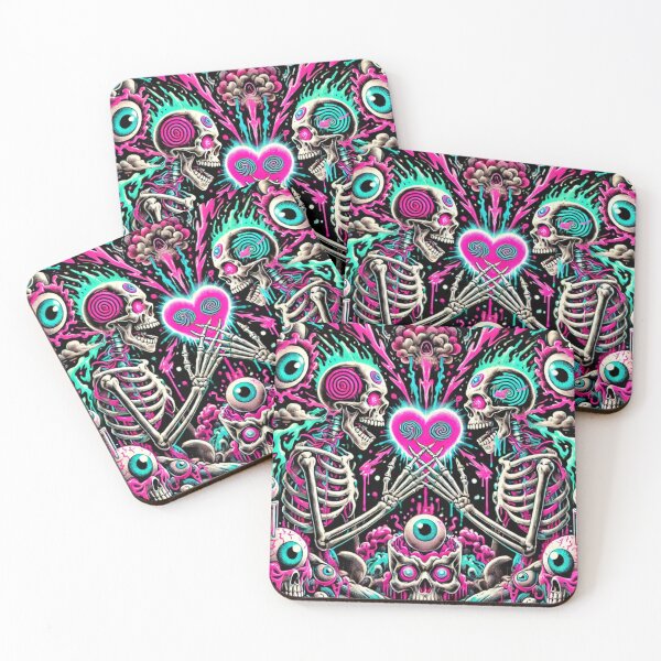 Item preview, Psychedelic Skeleton Lovers with Neon Gothic and Surreal Eyeball Elements designed and sold by Negative Vibes Only.