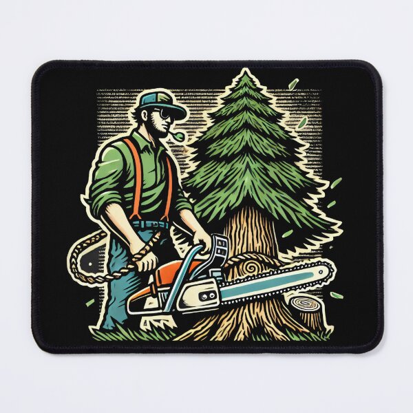 Item preview, Lumberjack with Chainsaw Rustic Artwork for Arborists designed and sold by IceBathDESIGNS.