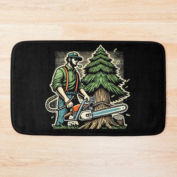 Item preview, Lumberjack with Chainsaw Rustic Artwork for Arborists designed and sold by IceBathDESIGNS.
