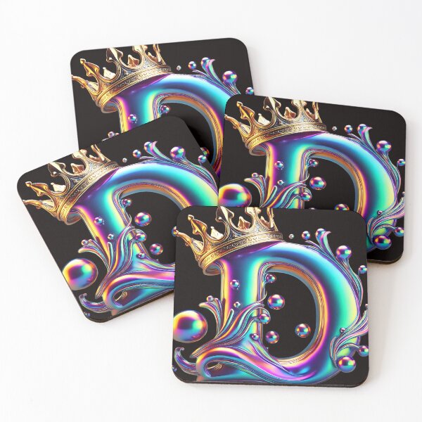 Item preview, T-SHIRT ,LETTER, Iridescent Letter D with Crown and Shimmering Colors designed and sold by EpicBuy.