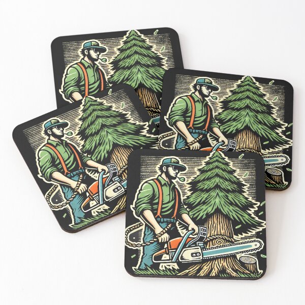 Item preview, Lumberjack with Chainsaw Rustic Artwork for Arborists designed and sold by IceBathDESIGNS.
