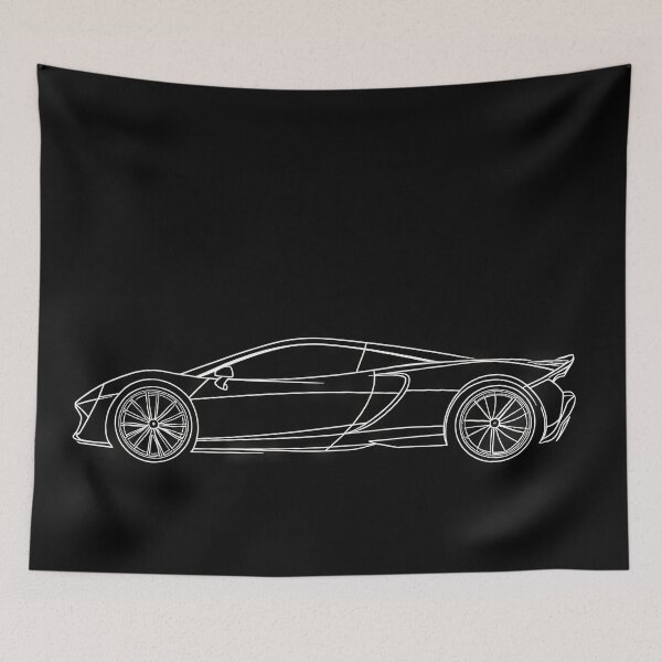 Item preview, McLaren Artura - Silhouette of a sleek sports car on a contrasting black background, highlighting the aerodynamic features and modern lines. designed and sold by Jerhus.