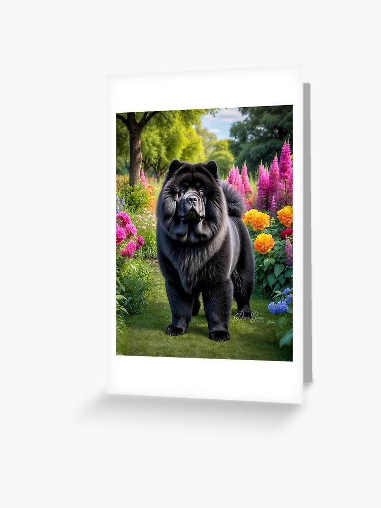 Thumbnail 1 of 2, Greeting Card, Bear Black Chow Chow Dog Portrait Painting designed and sold by DawnG35105.